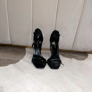 SAINT LAURENT OPYUM LEATHER SANDALS BLACK